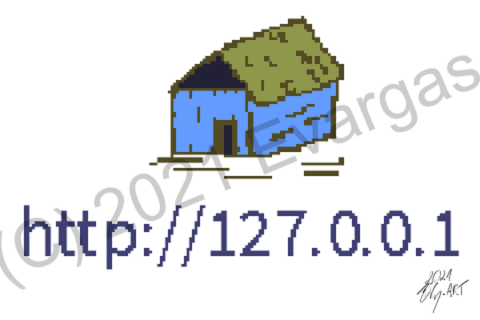 pixel art of a home over white background.