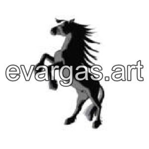 dark drawing of a horse rearing against a light background, pop art style