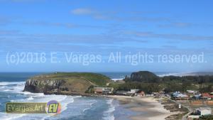 beautiful seacoast waves seen from land, daylight