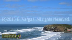 beautiful seacoast waves seen from land, daylight