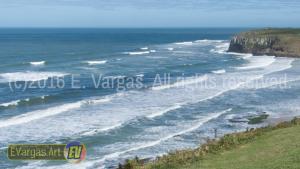 beautiful seacoast waves seen from land, daylight